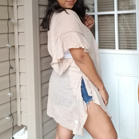 CREAM RUFFLED CASCADE CARDIGAN - Picture 3 of 11